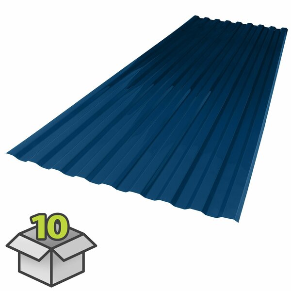 Suntuf 26 in. x 6 ft. Blue Polycarbonate Roof Panel, 10PK 191897